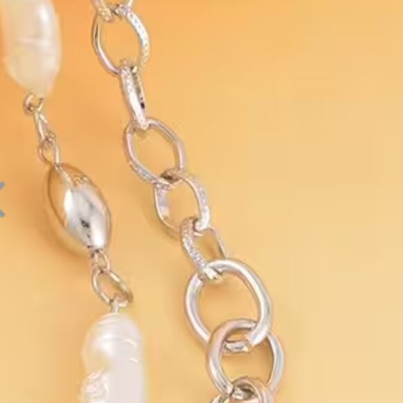 Simulated Pearl Pendant with Link Chain Necklace - Picture 3 of 4